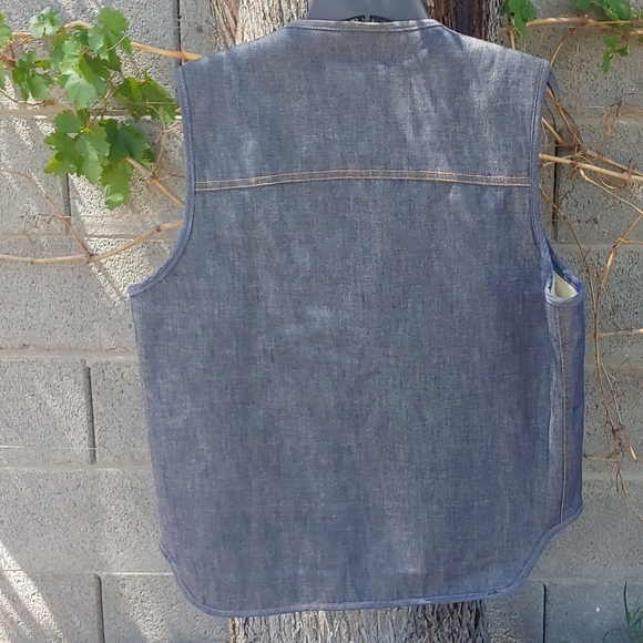 Vtg 70s Mens L-T Vest Sherpa Lined Denim - Picture 2 of 9
